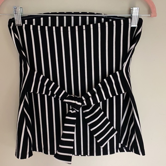 Express Striped Tie Front Tube Top - XS - Picture 5 of 7